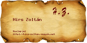 Hirs Zoltán névjegykártya